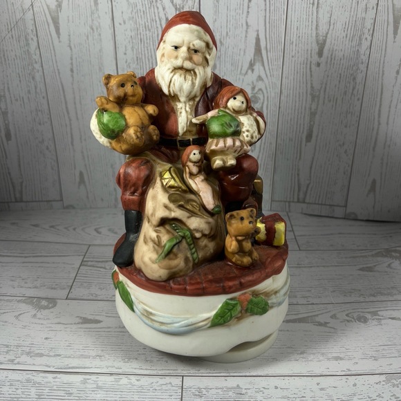 Christmas Other - Vintage Figurine Wind Up Musical Revolving Santa Claus Christmas Festive Present